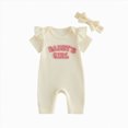 thumbnail image 1 of felwors Newborn Baby Girls Summer Clothes Daddy's Girl Embroidery Ruffle Jumpsuit Bubble Romper Bodysuit Shorts Outfits, 1 of 4
