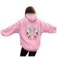thumbnail image 1 of felwors Oversized Angel Wings Graphic Hoodie for Teens & Young Adults - Trendy Y2K Preppy Long Sleeve Sweatshirt with Heart & Rose Accents & Pockets(Pink, M), 1 of 5