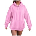 thumbnail image 1 of felwors Oversized Hoodies For Women Plus Size Long Sleeve Drawstring With Pockets Pullover Sweatshirt Trendy Winter Clothes Pink, XL, 1 of 4