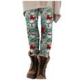 thumbnail image 1 of felwors Pajama Pants Women Santa Claus Print Elastic Waist Soft Comfy Pj Pants Ankle Length Christmas Day Leggings Light Green, XL, 1 of 7