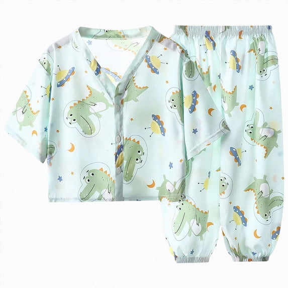 felwors Pajamas Set Toddler Girls Clothes Snug Fit Pjs Graphic Top & Pants Kids 2-Piece Sleepwear Sets(Mint Green,3-4 Years)