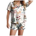 thumbnail image 1 of felwors Pajamas for Women Set Short Sleeve Button-Down 2 Piece PJ Set Lounge Sleepwear Cute Graphic Tees PJ Set Orange, XXL, 1 of 6