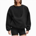 thumbnail image 1 of felwors Pet Sling Sweatshirts for Women, Long Sleeve Fleece Kangaroo Pouch Hoodie for Dogs, Pet Carrier Holder Tops (Black, L), 1 of 5