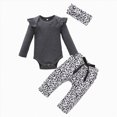thumbnail image 1 of felwors Preemie Newborn Infant Baby Girls Clothes Ribbed Romper Bodysuit Pants Set Fall Winter Outfits(Grey,0-3 Months), 1 of 5