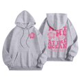 thumbnail image 1 of felwors Preppy Hoodie Oversized Sweatshirt for Women Letter Graphic Long Sleeve Drawstring Pullover Y2k Hoodies Grey, L, 1 of 6