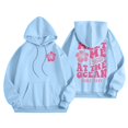 thumbnail image 1 of felwors Preppy Hoodie Oversized Sweatshirt for Women Letter Graphic Long Sleeve Drawstring Pullover Y2k Hoodies Sky Blue, XXL, 1 of 6