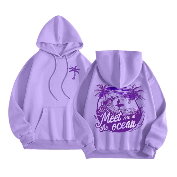felwors Puff Graphic Oversized Hoodies for Women Teen Girls Kids Trendy Cute Preppy Sweatshirt Long Sleeve Y2K Tops with Pockets(Purple, M)