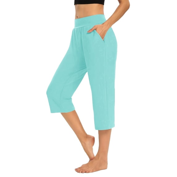 felwors Pull On Capris for Women Dressy Casual Stretch Lightweight Capri Elastic High Waist Lounge Pants 2026 Summer (Mint Green, XXL)