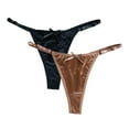 thumbnail image 1 of felwors Satin G String Thongs 2-Pack for Women Sexy Plus Size Panties Low Rise Underwear Cheeky Chain Bikini Hipsters(Coffee, M), 1 of 9