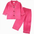thumbnail image 1 of felwors Satin Pajamas for Girls - Cute Silky Long Sleeves & Pants Sleepwear PJ Set (Hot Pink,6-7 Years), 1 of 6