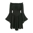 thumbnail image 1 of felwors Scarlet Darkness Women Renaissance Costume Dress Off Shoulder Bell Sleeve Handkerchief Dress Black, M, 1 of 8