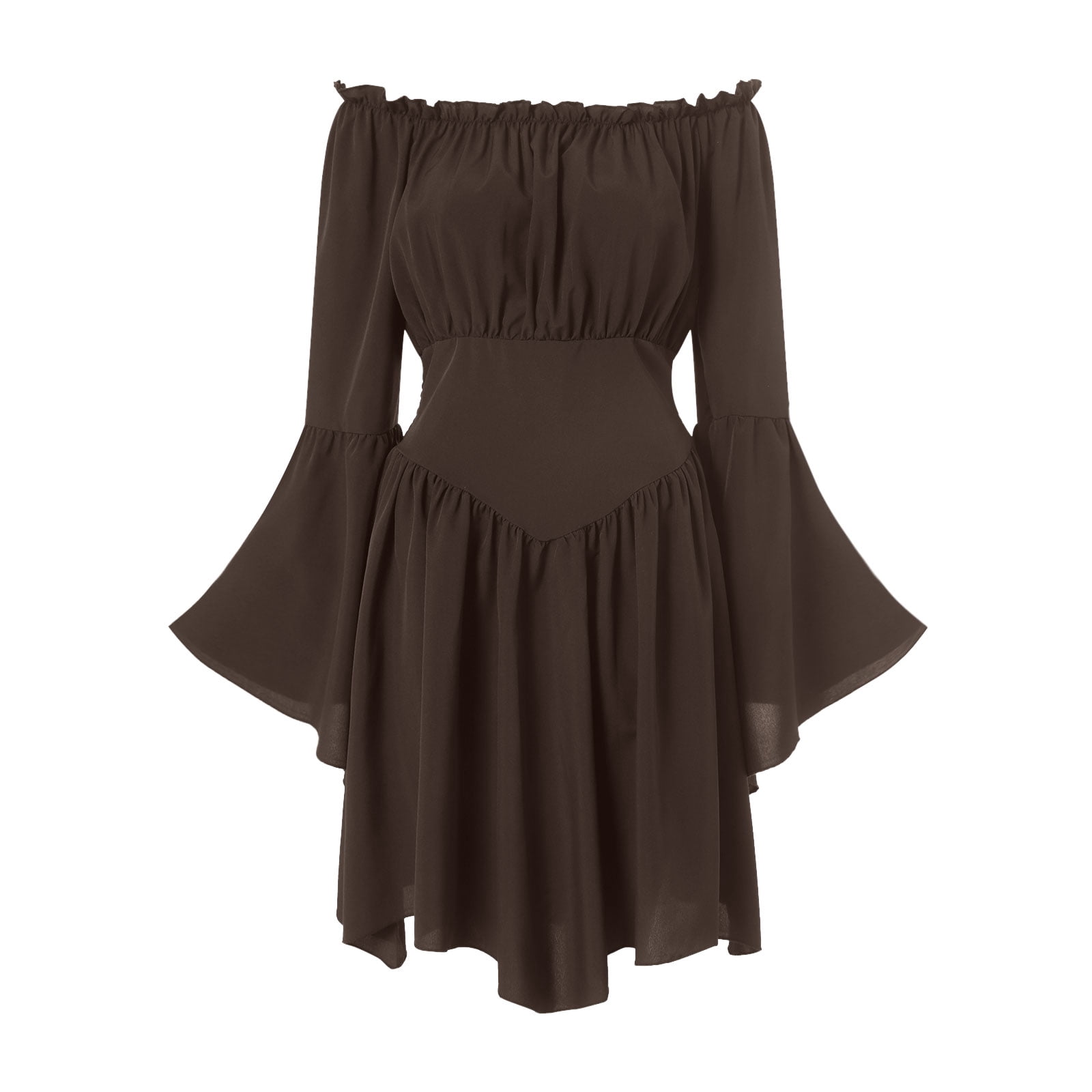 Felwors Scarlet Darkness Women Renaissance Costume Dress Off Shoulder Bell Sleeve Handkerchief Dress Black, XL, Women's