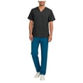 thumbnail image 1 of felwors Scrub Set for Men from, 4 Pocket V-Neck Scrub Top with 5 Pocket Tapered Leg Fly Front Cargo Pant (Black, L), 1 of 4