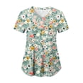 thumbnail image 1 of felwors Scrub Tops Women Short Sleeve Plus Size V-Neck Fun Printed Scrubs Top Medical Nursing Uniforms with Pockets S-5Xl (Sky Blue, M), 1 of 5