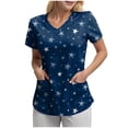 thumbnail image 1 of felwors Scrubs for Women Tops Animal Print Shirt V Neck Cartoon Pattern Short Sleeve Nursing Uniform with Pockets (Dark Blue, XXL), 1 of 5