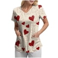 thumbnail image 1 of felwors Scrubs for Women V-Neck Top with Pockets, Moisture Wicking Holiday Scrub Tops, Stretch Plus Size Nurse Uniform Shirts (Red, S), 1 of 5