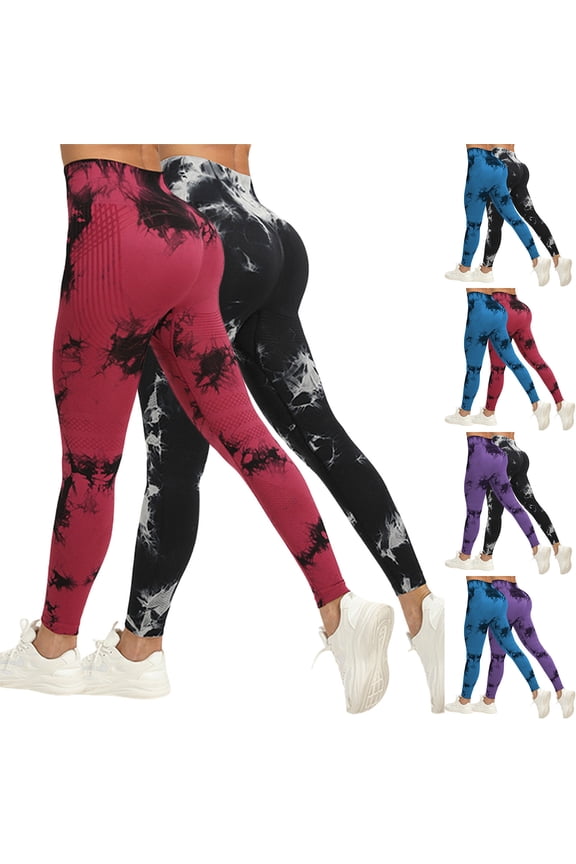 Scrunch Butt Lift Leggings for Women Tie Dye High Waist Seamless Workout Yoga Pants Ruched Booty Compression Tights（Blue， XXXL）