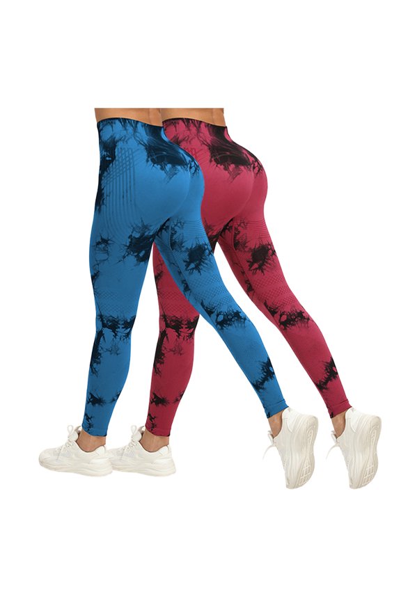 Scrunch Lift Leggings for Women Tie Dye High Waist Seamless Workout Yoga Pants Ruched Booty Compression Tights (Black, L)