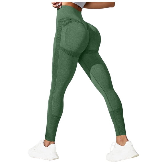 felwors Seamless Workout Lifting Leggings - Booty Scrunch Gym Leggings for Women (Army Green, M)