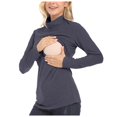 thumbnail image 1 of felwors Shirts for Women Cotton Turtleneck Breastfeeding Tees Long Sleeve Maternity Top Comfort Pregnancy Blouse 2025 Dark Blue, S, 1 of 5