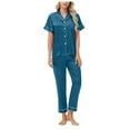 thumbnail image 1 of felwors Womens Pajamas Sets Comfy Cool Feeling Cotton Pajama Set Casual Soft Sleepwear Nightwear Loungewear Blue, M, 1 of 8