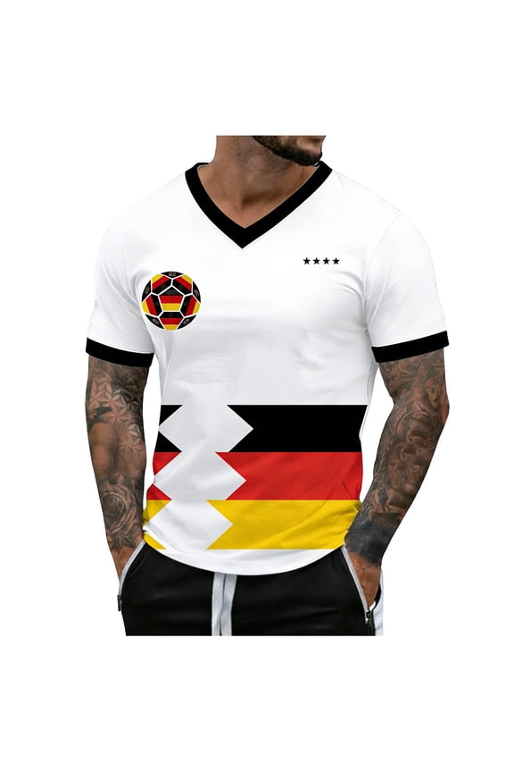Soccer National T-Shirt Uniforms Printing Short Sleeve Shirts for Men Fans Apparel Gifts S-4XL (Red, L)