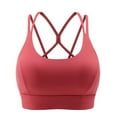 thumbnail image 1 of felwors Sports Bra for Women, Scoop Neck Crisscross Back Padded Low Impact Bras Tops for Workout Yoga Gym Red, XL, 1 of 5