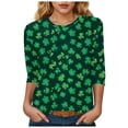 thumbnail image 1 of felwors St Patricks Day Shirt Women Plus Size Funny 3/4 Sleeve Cute Saints Tops Shamrock Shirts Lucky Irish Shamrocks Outfit (Dark Green, XL), 1 of 6