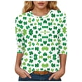 thumbnail image 1 of felwors St Patricks Day Shirt Women Plus Size Funny 3/4 Sleeve Cute Saints Tops Shamrock Shirts Lucky Irish Shamrocks Outfit (Light Green, M), 1 of 6