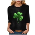 thumbnail image 1 of felwors St Patty's Day Shirt Women 2025 Casual Plus Size 3/4 Sleeve Irish Clover Shirts Funny Saint Patrick's Tunic Tops (Black, XL), 1 of 7