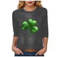 thumbnail image 1 of felwors St Patty's Day Shirt Women 2025 Casual Plus Size 3/4 Sleeve Irish Clover Shirts Funny Saint Patrick's Tunic Tops (Dark Gray, XL), 1 of 7