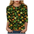 thumbnail image 1 of felwors St Patty's Day Shirt Women 2025 Casual Plus Size 3/4 Sleeve Irish Clover Shirts Funny Saint Patrick's Tunic Tops (Orange, M), 1 of 6