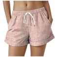 thumbnail image 1 of felwors Striped Shorts for Women Pajama Sleep Boxer Shorts 2026 Summer Casual Summer Home Wear Y2K Beach Bottoms (Watermelon Red, L), 1 of 5