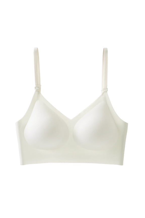 Summer French Seamless Large Backless Beautiful Back Halter Invisible Multi-Wear Comfortable Bra (White, XL)
