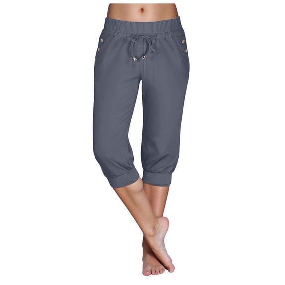 felwors Summer Pants for Women 2026,Cotton Linen Cropped Pants,Straight Leg Capris Business Ankle Length Chino Trousers (Grey, L)