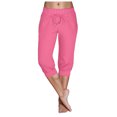 thumbnail image 1 of felwors Summer Pants for Women 2026,Cotton Linen Cropped Pants,Straight Leg Capris Business Ankle Length Chino Trousers (Hot Pink, 3XL), 1 of 6