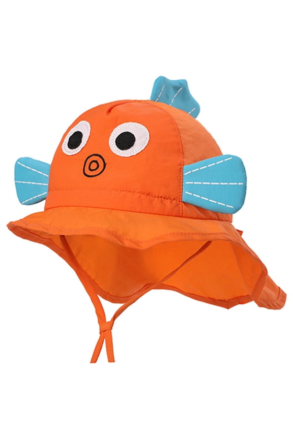 Sun Protection Foldable Bucket Hat Animal Cartoon Cap for Baby Toddlers Girls/Boys Summer (Orange)