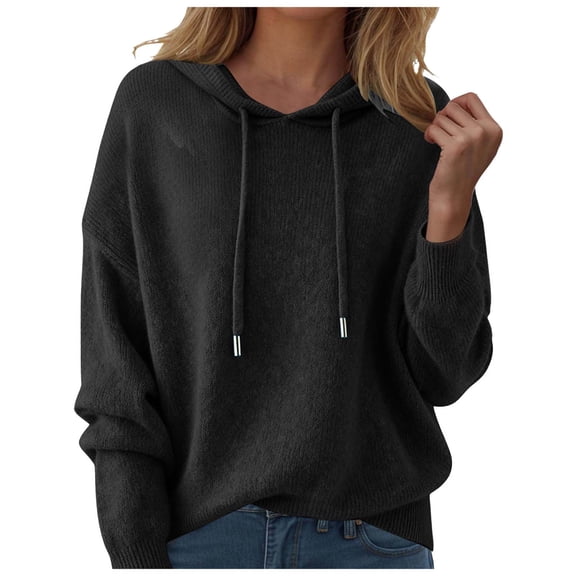 felwors Sweaters for Women Fall Winter Lightweight Warm Pullover Long Sleeve Crew Neck Wool Sweater Jumper Black, M