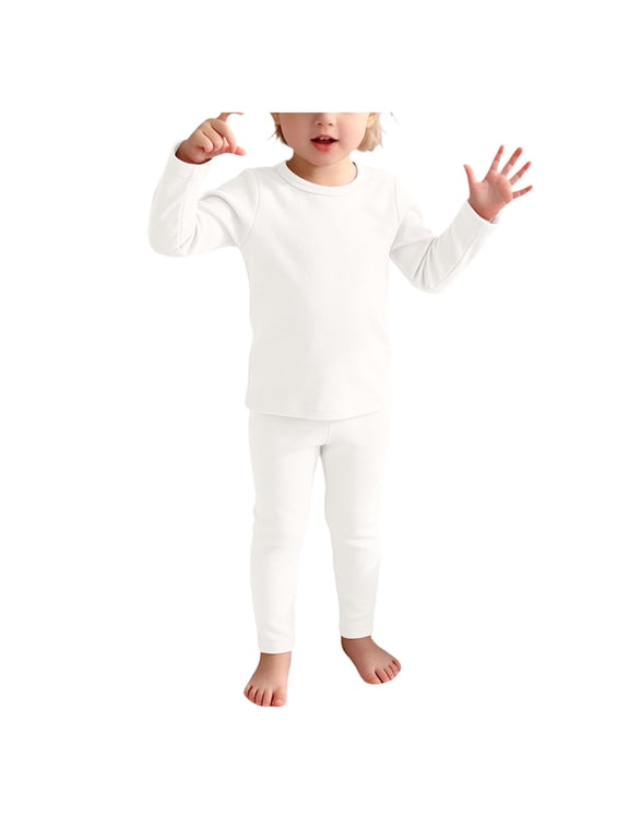 Thermal Underwear for Kids Toddler Winter Base Layer Long Johns Sets for Girls Boys (11-12 Years,White)