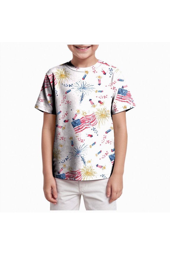 Toddler American Flag Tshirt for Boys Girls Patriotic Tops Kids 4th of July Outfits Tee USA Short Seleve