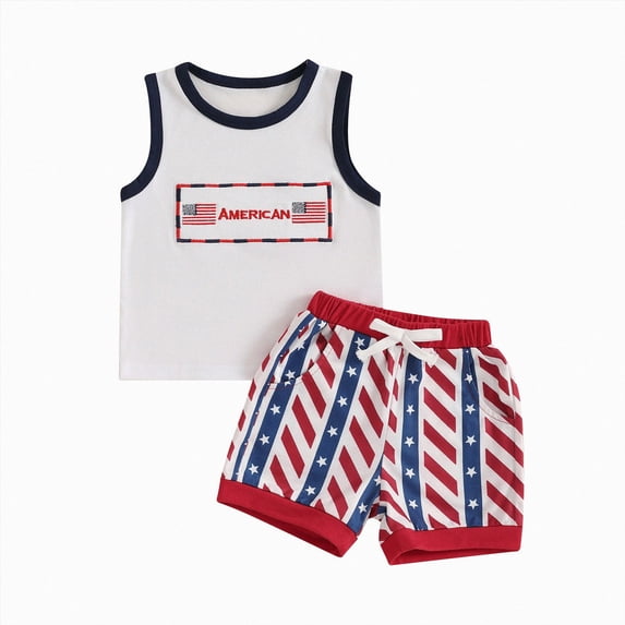 felwors Toddler Baby Boy Clothes 6 12 18 24 Month 2T 3T Summer Outfits Sleeveless Tank Vest T-Shirt + Casual Shorts Set(12-18 Months)