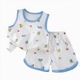 thumbnail image 1 of felwors Toddler Baby Boy Summer Loungewear Pajamas Set for Little Boys 2-Piece Adorable Cartoon Tank Top & Casual Shorts Kids Sleepwear(Z03-Sky Blue,3-4 Years), 1 of 3
