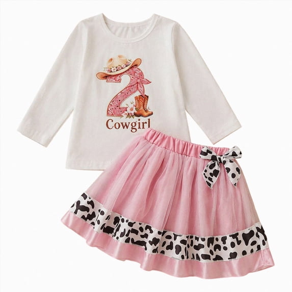 felwors Toddler Baby Girl 1st 2nd Birthday Outfit Cowgirl Farm Theme Tulle Skirt | Long Sleeve Romper/Tops, Tutu Skirt, Western Cake Smash Clothes