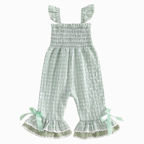 felwors Toddler Baby Girl Summer Clothes Ruffle Sleeveless Smocked Romper One Piece Jumpsuit Suspender Pants Cute Outfit
