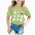 thumbnail image 1 of felwors Toddler Baby Girls Boys Halloween T-Shirt Ghost Pumpkin Graphic Shirt Kids Cute Funny Spooky Season Short Sleeve Tees Top(Light Green,5-6 Years), 1 of 3