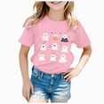 thumbnail image 1 of felwors Toddler Baby Girls Boys Halloween T-Shirt Ghost Pumpkin Graphic Shirt Kids Cute Funny Spooky Season Short Sleeve Tees Top(Pink,5-6 Years), 1 of 4