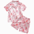 thumbnail image 1 of felwors Toddler Baby Satin Pajamas Set, Long Sleeve Button-Down Sleepwear PJs Girls,Pink,18-24 Months, 1 of 6
