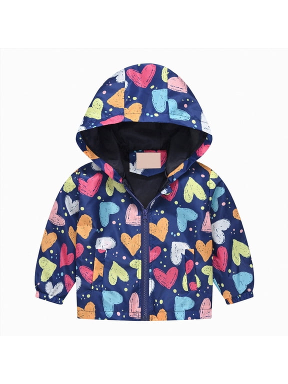 Toddler Baby Spring Jacket Girls Boys Cute Cartoon Windbreaker Coats Rain Jacket Hooded Zip Light Outerwear