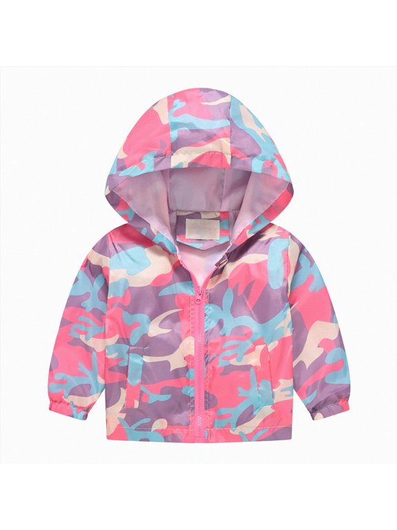Toddler Baby Spring Jacket Girls Boys Cute Cartoon Windbreaker Coats Rain Jacket Hooded Zip Light Outerwear