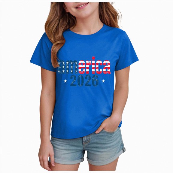 felwors Toddler Boys Girls 4th of July T-Shirt American Flag Popsicle Print Cotton Kids Boys Independence Day Tees(Blue,1-2 Years)
